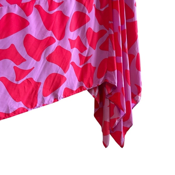 Easel Geo Print Sharkbite Woven Dress Sz S Asymmetrical Tie Waist Midi Dress - Picture 6 of 11